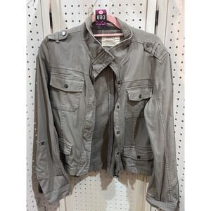 Ashley Utility Collection Gray Military Style Jacket Women's Medium Utility